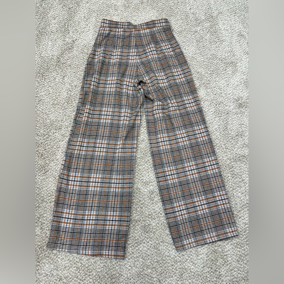 Anthropologie Maeve Checkered Pleated Wide Leg Trousers in Brown and Black - Picture 6 of 12